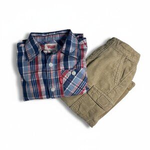 Levi’s Button-Up Shirt + Circo Corduroy Cargo Pants |24 M